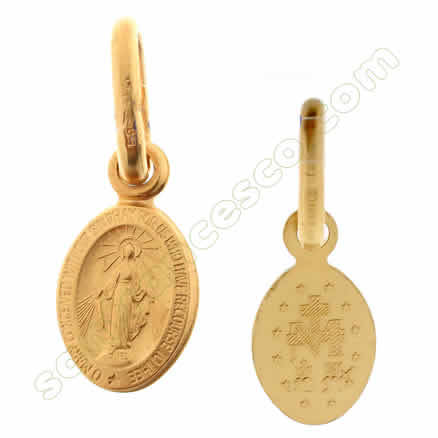 Medaglia Madonna Miracolosa Mini in oro giallo - 7x16