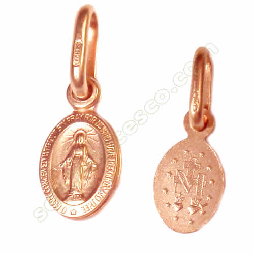 Medaglia Madonna Miracolosa Mini in oro rosa - 7x16