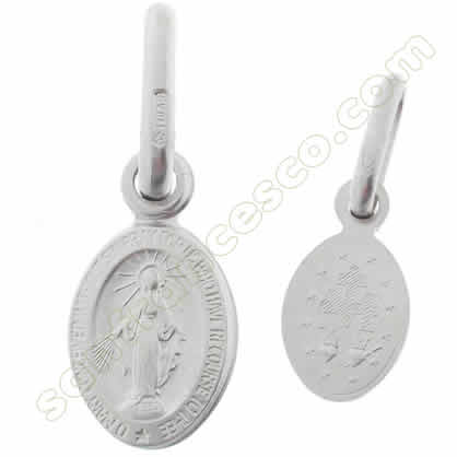 Medaglia Madonna Miracolosa Mini in oro bianco - 7x16