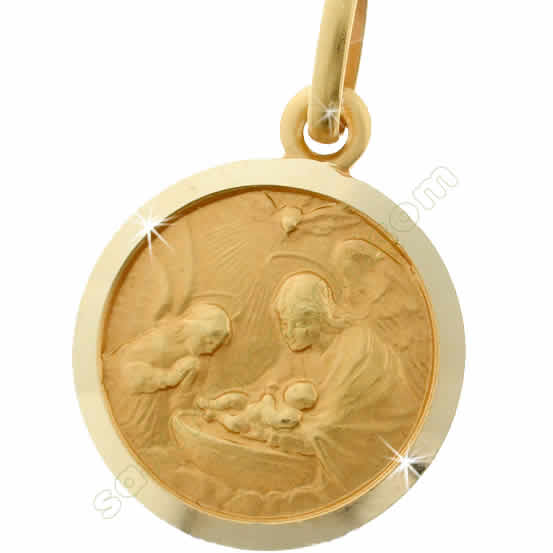 Medaglia Ricordo del Battesimo in oro giallo 13 mm