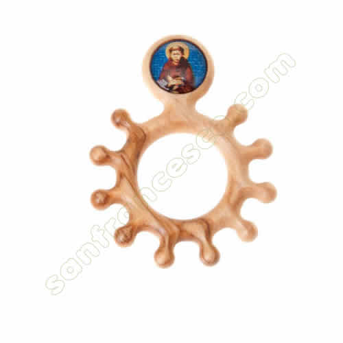 Anello preghiera San Francesco legno d'olivo