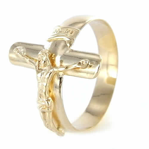 Anello con Crocefisso in oro -unisex-