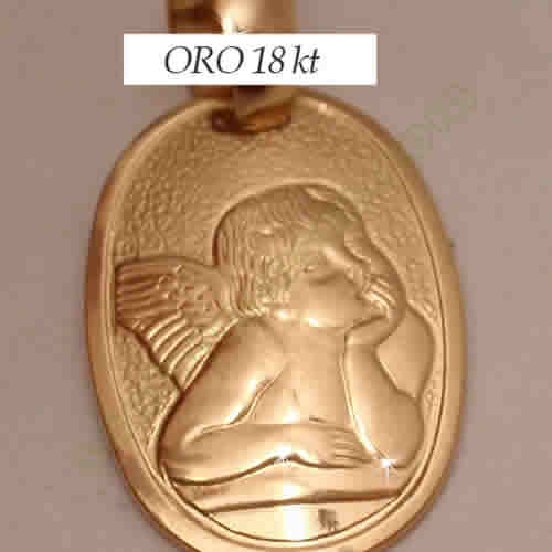 Medaglia religiosa in oro con Angelo Cherubino - 11x20