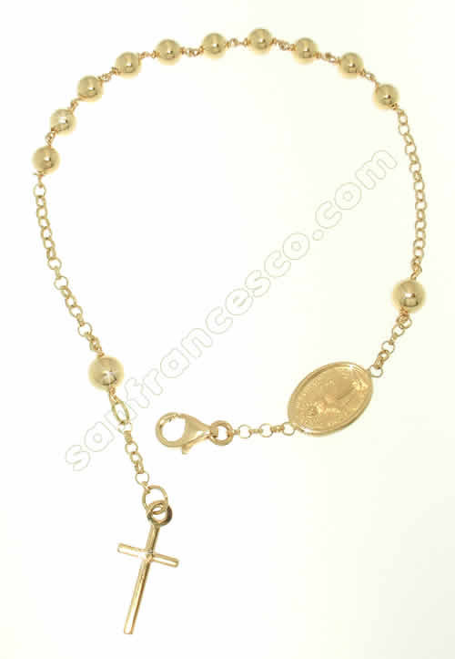 Bracciale Rosario in oro con Madonna Miracolosa - 19.5 cm