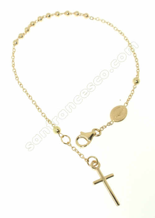 Bracciale Rosario in oro con Madonna Miracolosa - 18.5 cm