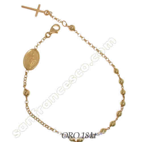 Bracciale Rosario in oro giallo 18 kt con Madonna Miracolosa