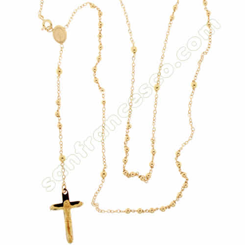 Girocollo Rosario in oro giallo con Madonna Miracolosa - 9.5 cm