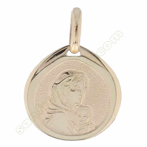 Medaglia religiosa in oro Madonna con Bambino - 16x21