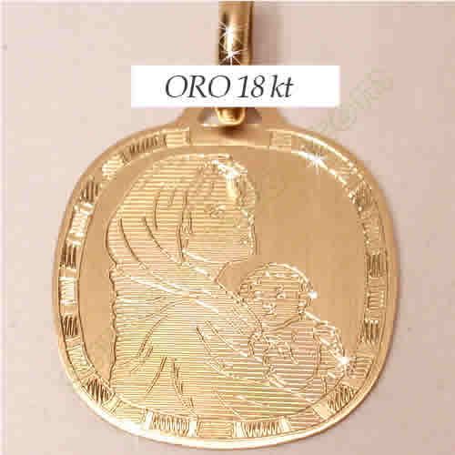 Medaglia Religiosa in oro Madonna con Bambino - 14x20