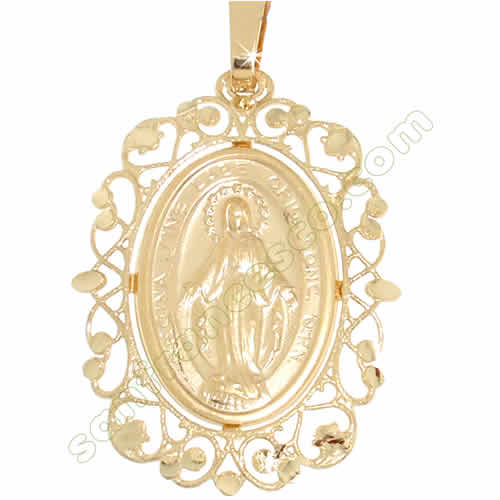 Medaglia Madonna Miracolosa in oro giallo - 23x39