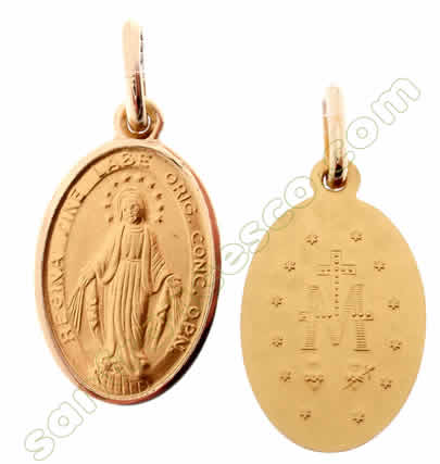 Medaglia MADONNA MIRACOLOSA in oro giallo - 20x14