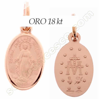 Medaglia Madonna Miracolosa in oro rosa