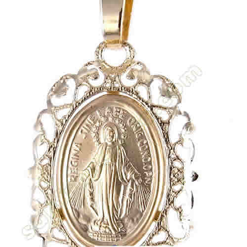 Medaglia Madonna Miracolosa in oro giallo - 15x30
