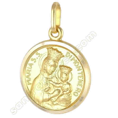 Medaglia Maria S.S. di Montenero in oro giallo 13 mm