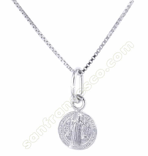 Medaglia San Benedetto in argento con collana - 9mm