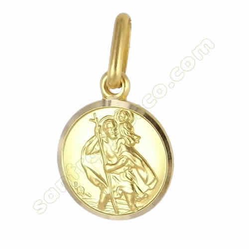 Medaglia di San Cristoforo in oro giallo 10 mm by Unoaerre