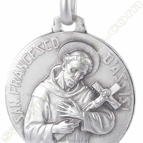 Medaglia San Francesco d'Assisi in argento - diam. 21 mm