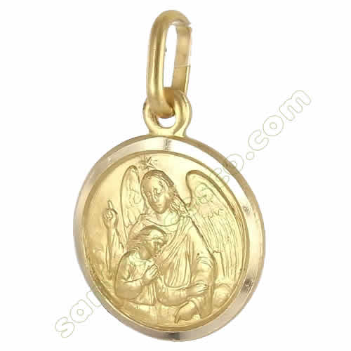 Medaglia Angelo Custode in oro giallo 15 mm