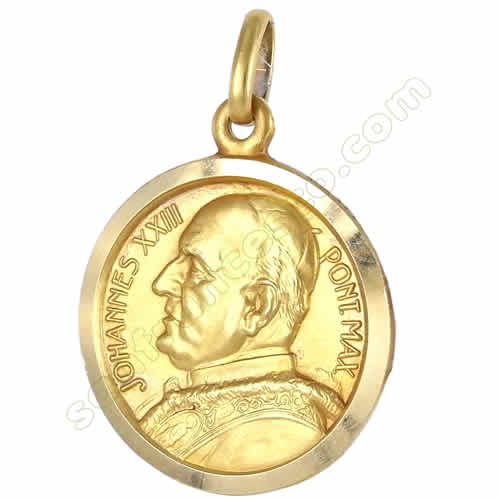 Medaglia Papa Giovanni XXIII in oro giallo 19 mm