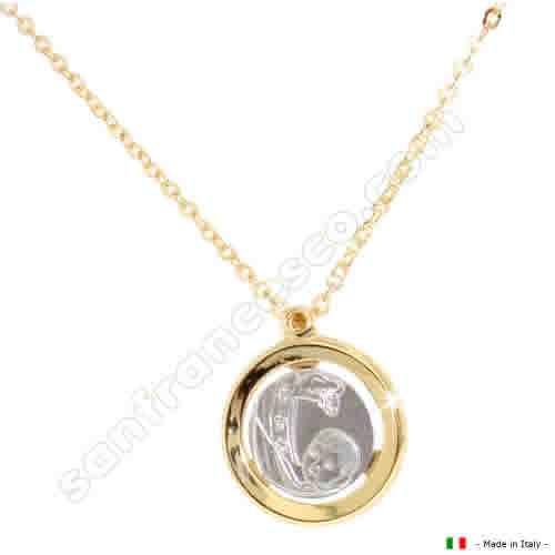 Medaglia Ricordo del Battesimo in oro con catena - 15mm