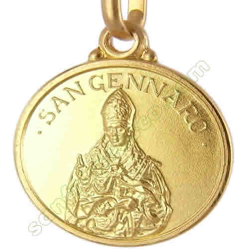 Medaglia San Gennaro in oro giallo 18 mm