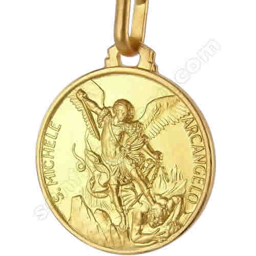 Medaglia san Michele Arcangelo in oro giallo 16 mm