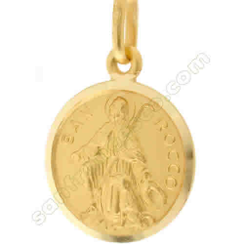 Medaglia di San Rocco in oro giallo 15 mm