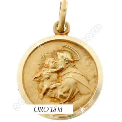Medaglia Sant Antonio in oro giallo 17 mm